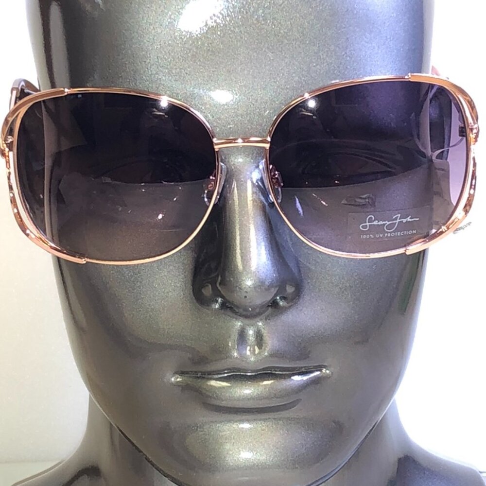 Sean John Rose Gold Oversized Sunglasses - Picture 2 of 6